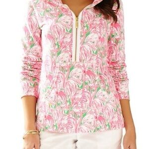 Lilly Pulitzer Skipper Popover Pink Colony Green Flamingos Preppy Tropical Small